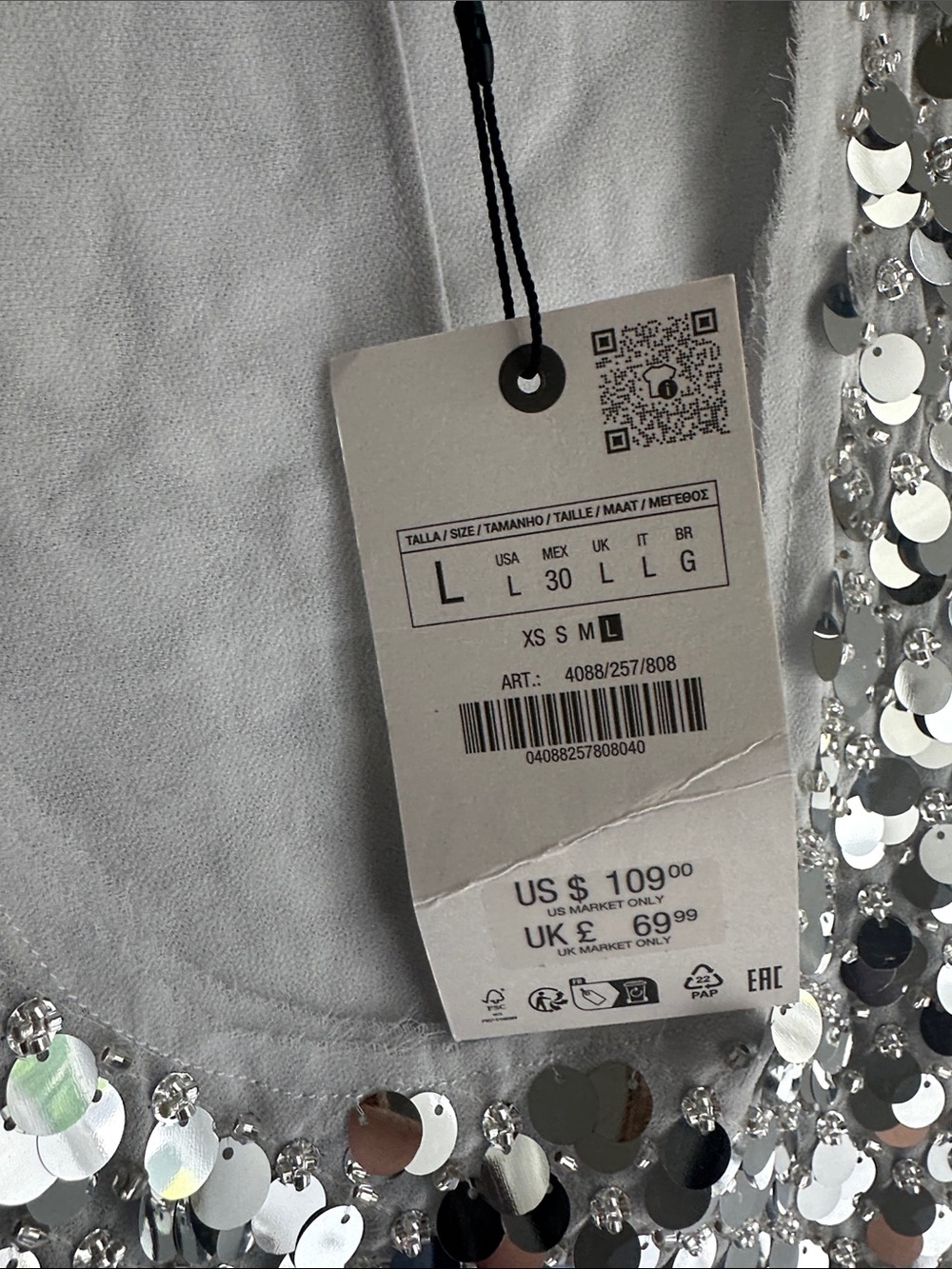 Zara Silver Sequin V-Neck Tank Top - Picture 8 of 10